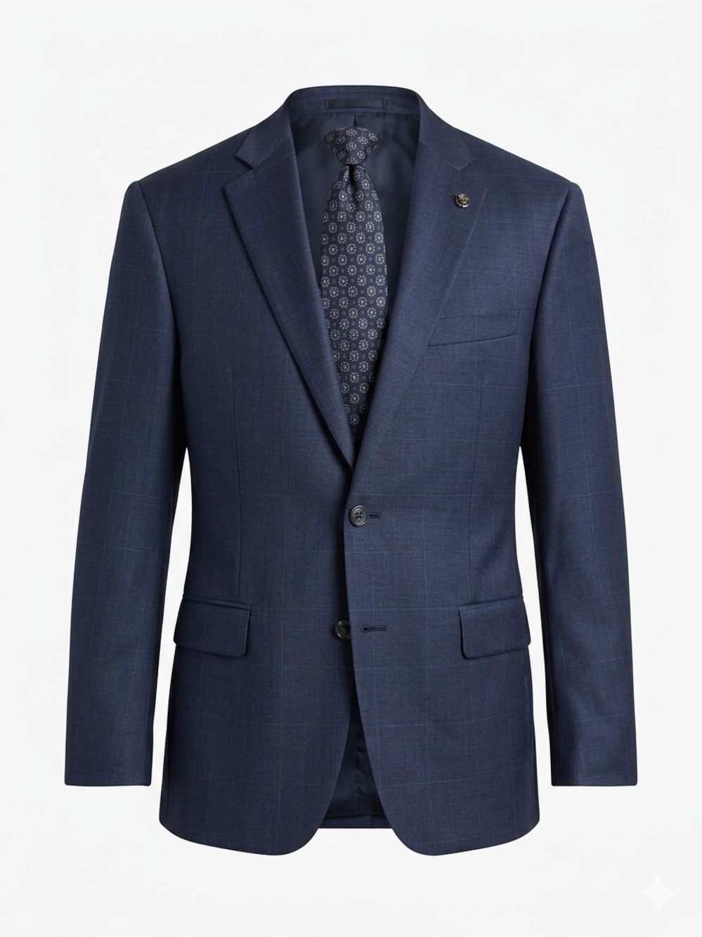 Ralph Lauren Macy's Men's Navy Windowpane Wool-Blend Suit Jacket size 44R